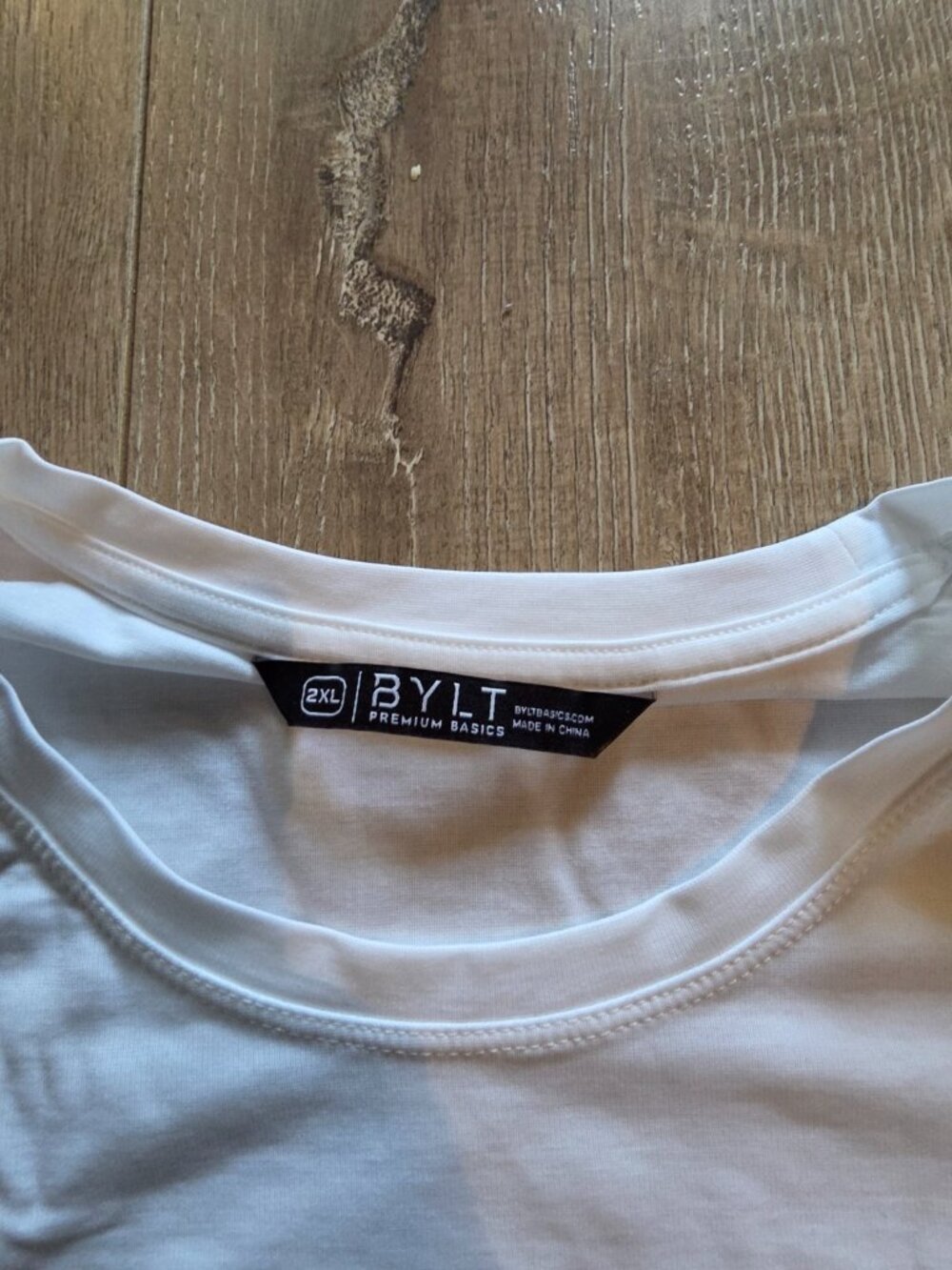BYLT Premium Basics T-Shirt Mens 2XL White Short Sleeve Crew Neck Summer Tee - Picture 4 of 8